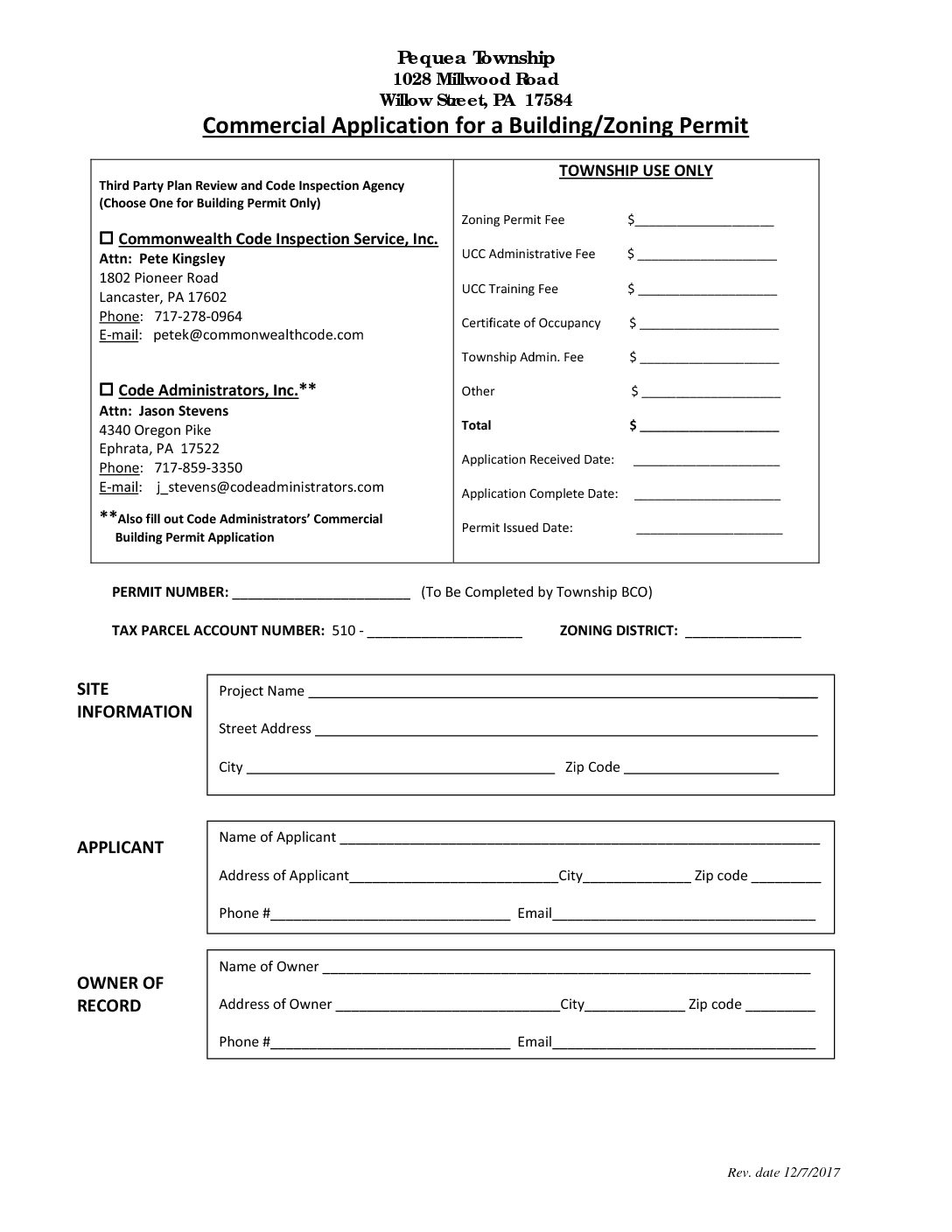 2018 Commercial Building Code Pequea Township